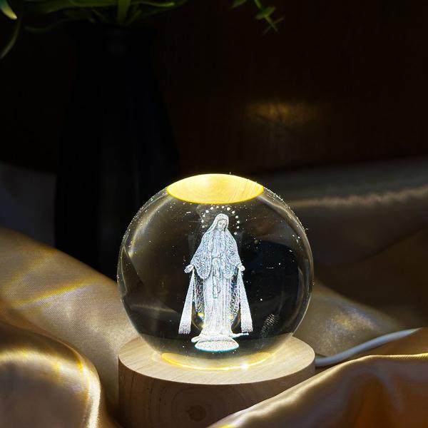 Luminária Cristal 3D de Nossa Senhora das Graças- USB