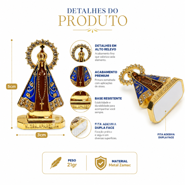 Nossa Senhora Aparecida Para Painel De Carro em Metal Strass (Dúzia)