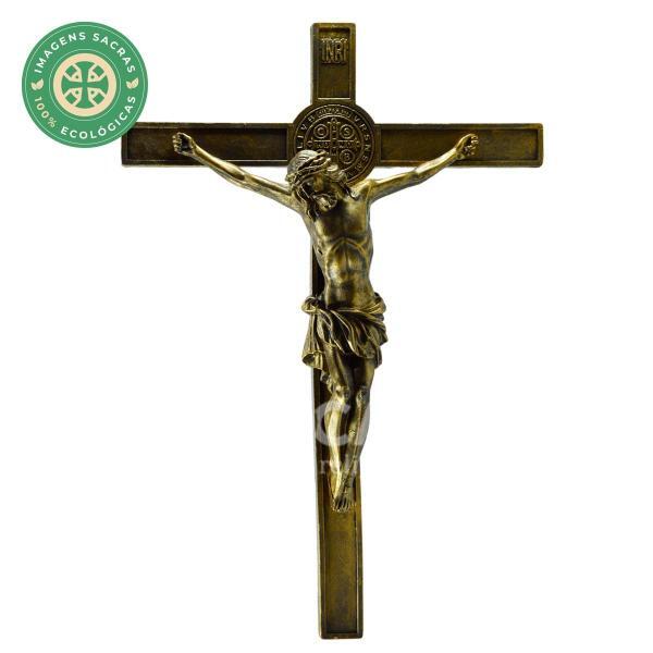Crucifixo de São Bento 70 cm Ouro Velho 