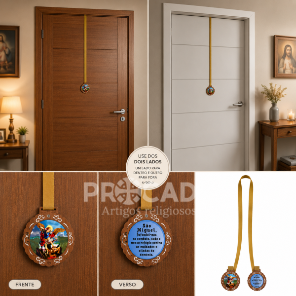 Escapulário de Porta de São Miguel  (10 cm Circular)