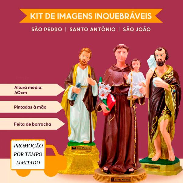 Kit-Os Santos Juninos-Sao Pedro,São João Batista e Santo Antonio (40 cm)