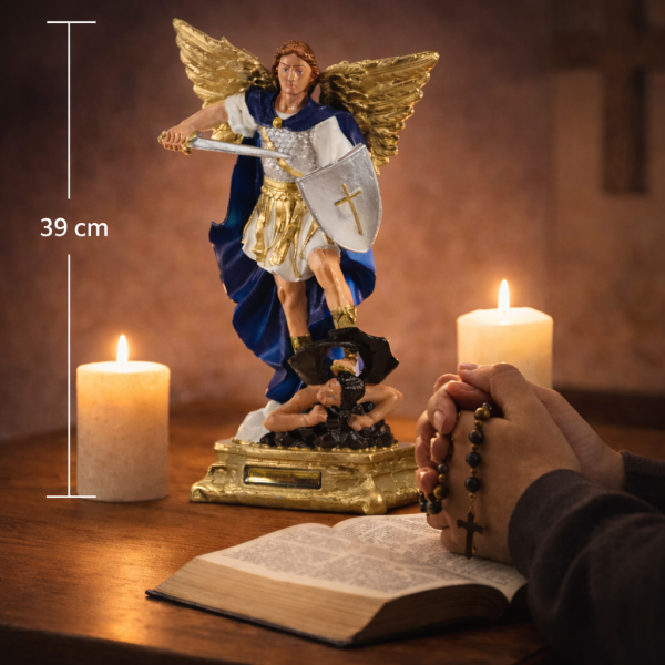 São Miguel Arcanjo Branco com Azul (39 cm)