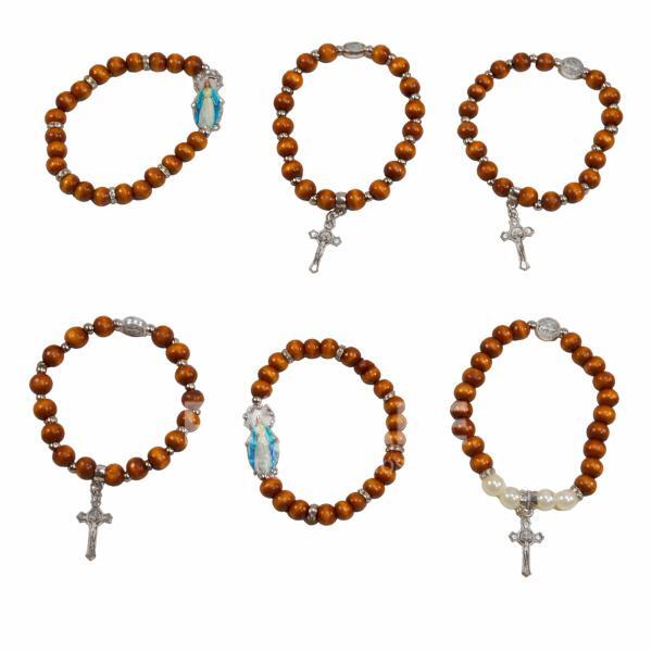 Pulseiras Marcas da Fé em Madeira – Modelos Variados 12 Unidades