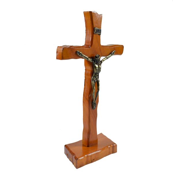 Cruz em Madeira de Demolição ondulada de mesa 14 cm (04 unidades)