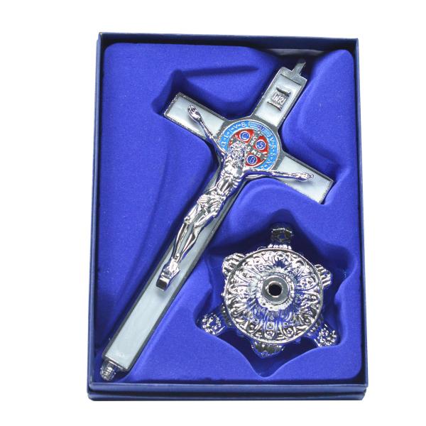 Cruz Metal Resinada luxo Branca 23 cm de mesa